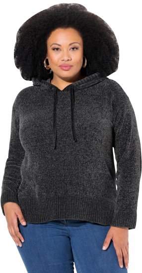 Ulla Popken Chenille Knit Hoodie Graphite Grey - Sweatshirts & hoodies - 