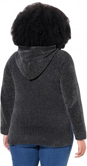 Ulla Popken Chenille Knit Hoodie Graphite Grey - Sweatshirts & hoodies - 