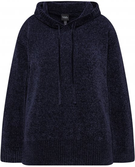Ulla Popken Chenille Knit Hoodie Navy - Sweatshirts & hoodies - 