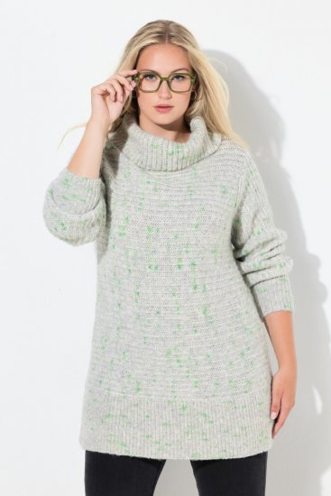 Ulla Popken Space Yarn Oversized Turtleneck Sweater Light Grey Melange - Sweatshirts & hoodies - Sweats, Hoodies & Maille Douillets