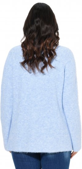 Ulla Popken Long Sleeve V-Neck Ribbed Knit Sweater Light Blue - Sweatshirts & hoodies - 