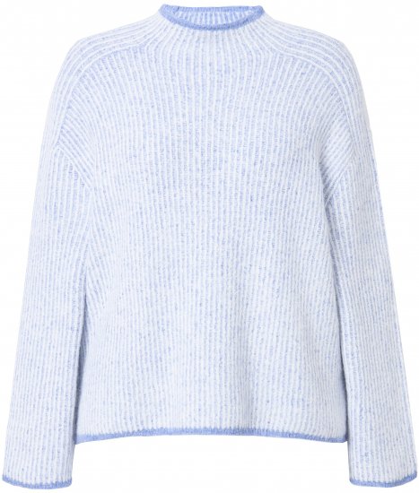 Ulla Popken Striped Wool Blend Turtleneck Sweater Sky Blue - Sweatshirts & hoodies - 