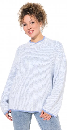 Ulla Popken Striped Wool Blend Turtleneck Sweater Sky Blue - Sweatshirts & hoodies - 