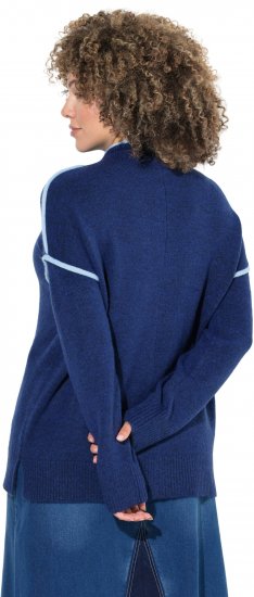 Ulla Popken Contrast Trim Long Sleeve Sweater Dark Blue - Sweatshirts & hoodies - 