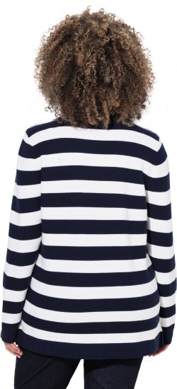 Ulla Popken Striped Polo Collar Long Sleeve Sweater Navy - Sweatshirts & hoodies - 
