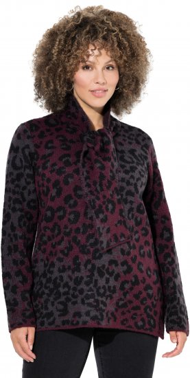 Ulla Popken Leopard Print Scarf Sweater Dark Ruby - Sweatshirts & hoodies - 