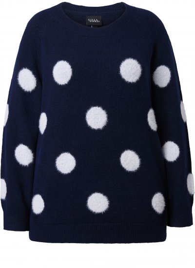 Ulla Popken Fluffy Polka Dot Sweater Ink Blue - Sweatshirts & hoodies - 