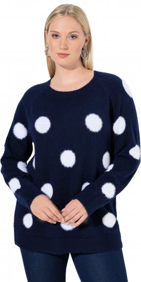 Ulla Popken Fluffy Polka Dot Sweater Ink Blue - Sweatshirts & hoodies - 