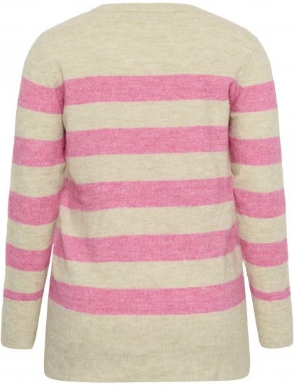 Kaffe Curve Niela Pull rayé Gris plume/Rose chiné - Pulls et mailles - 