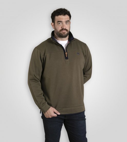 D555 Leicester 2 Quarter Neck Fleece Sweatshirt Khaki - Sweatshirts & hoodies - Sweatshirts/Hoodies grande taille homme