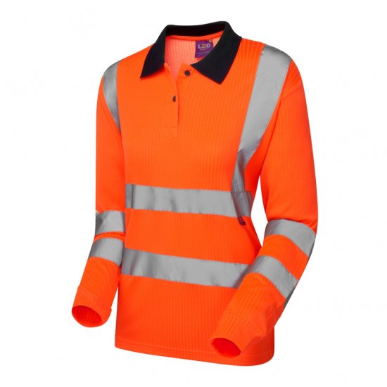 Leo Beaford EcoViz Comfort Women's Sleeved Polo Shirt Orange - Vêtements de travail - 