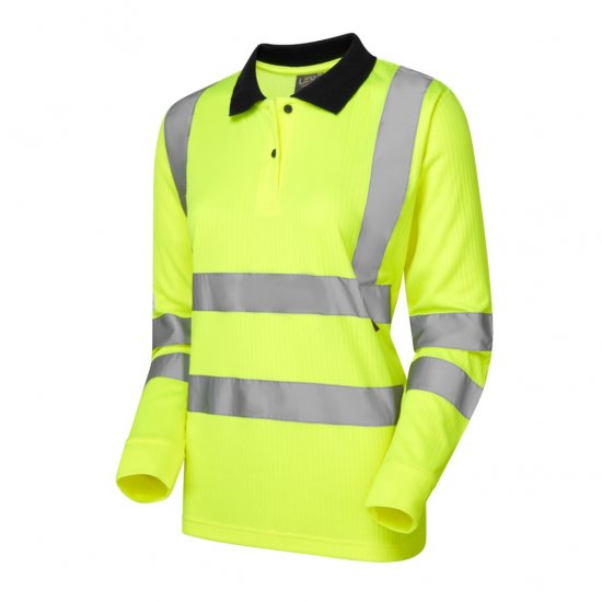 Leo Beaford EcoViz Comfort Women's Sleeved Polo Shirt Yellow - Vêtements de travail - 