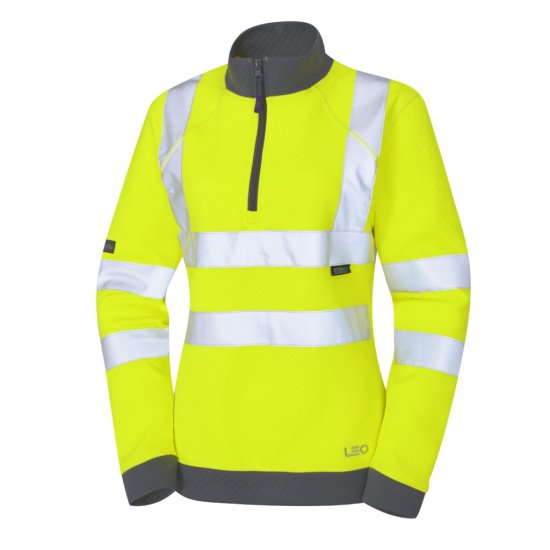 Leo Elberry EcoViz Women's 1/4 Zip Sweatshirt Yellow - Vêtements de travail - 