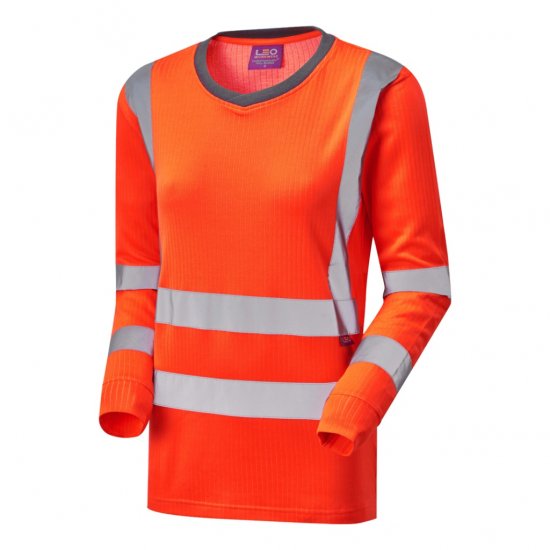 Leo Lydford EcoViz Comfort Women's Sleeved T-Shirt Orange - Vêtements de travail - 