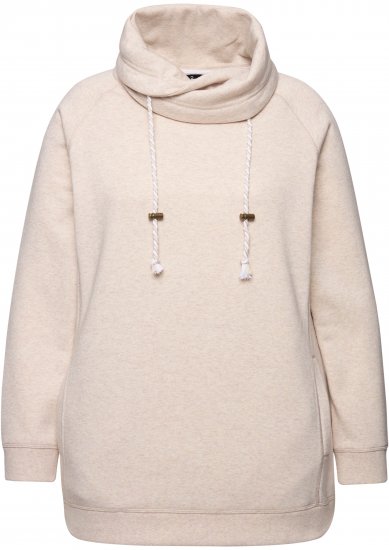 Ulla Popken Drawstring Collar Long Sleeve Sweatshirt Nature Melange - Sweatshirts & hoodies - 