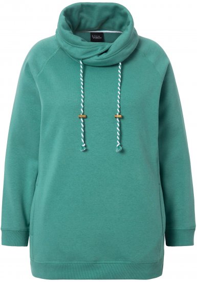 Ulla Popken Drawstring Collar Long Sleeve Sweatshirt Green - Sweatshirts & hoodies - 