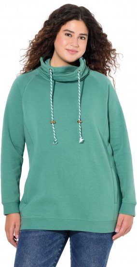 Ulla Popken Drawstring Collar Long Sleeve Sweatshirt Green - Sweatshirts & hoodies - 