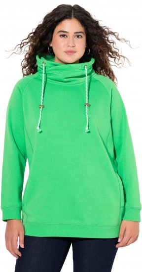 Ulla Popken Drawstring Collar Long Sleeve Sweatshirt Mint Green - Sweatshirts & hoodies - 
