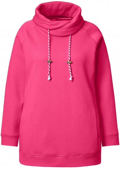 Ulla Popken Drawstring Collar Long Sleeve Sweatshirt Magenta Pink - Sweatshirts & hoodies - 