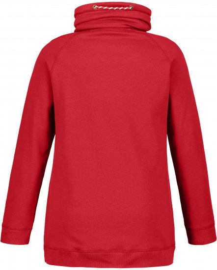 Ulla Popken Drawstring Collar Long Sleeve Sweatshirt Salsa Red - Sweatshirts & hoodies - 