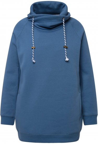 Ulla Popken Drawstring Collar Long Sleeve Sweatshirt Blue Denim - Sweatshirts & hoodies - 