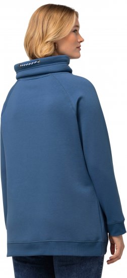 Ulla Popken Drawstring Collar Long Sleeve Sweatshirt Blue Denim - Sweatshirts & hoodies - 
