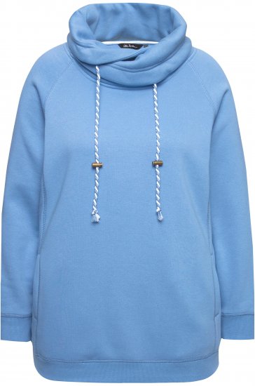 Ulla Popken Drawstring Collar Long Sleeve Sweatshirt Light Cornflower - Sweatshirts & hoodies - 