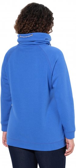 Ulla Popken Drawstring Collar Long Sleeve Sweatshirt Peacock Blue - Ulla Popken - 