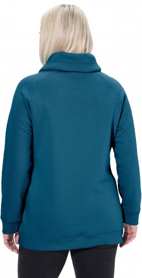 Ulla Popken Drawstring Collar Long Sleeve Sweatshirt Cerulean - Sweatshirts & hoodies - 