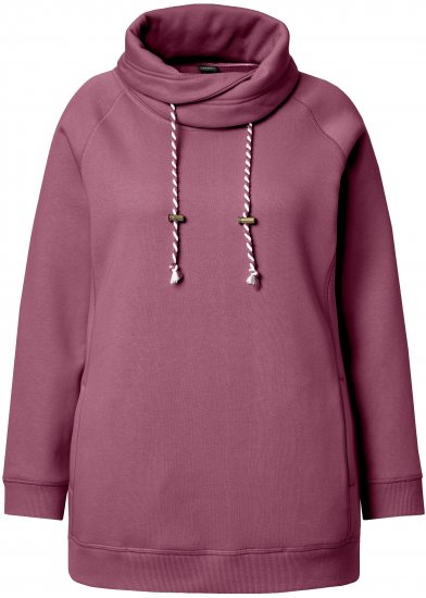 Ulla Popken Drawstring Collar Long Sleeve Sweatshirt Dark Rose - Sweatshirts & hoodies - 