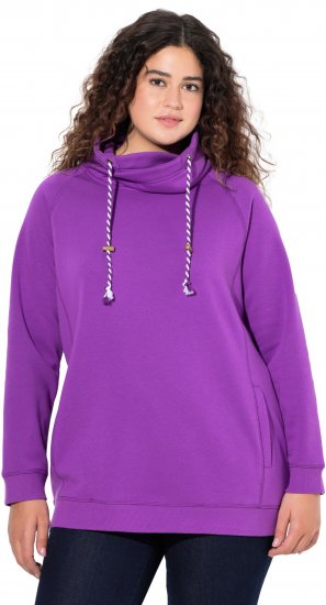 Ulla Popken Drawstring Collar Long Sleeve Sweatshirt Purple - Sweatshirts & hoodies - 