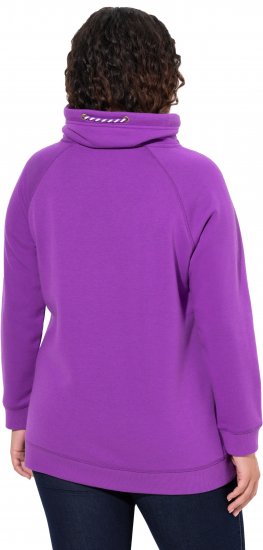 Ulla Popken Drawstring Collar Long Sleeve Sweatshirt Purple - Sweatshirts & hoodies - 