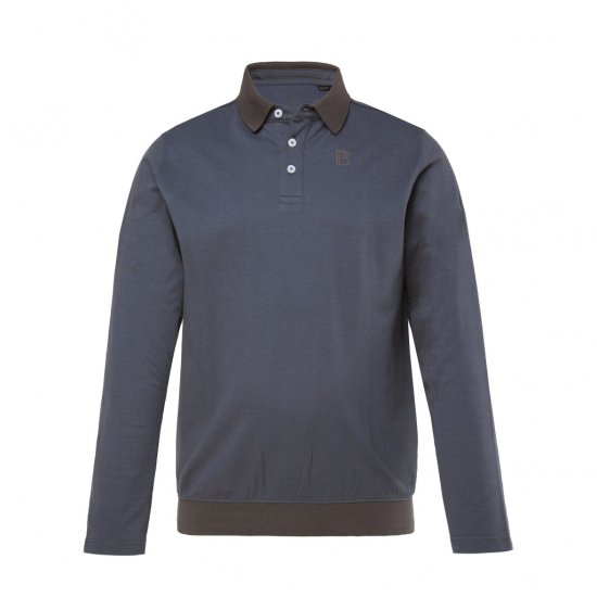 Boston Park Polo Shirt Long Sleeve Pique Grey - Polos - Polos homme grande taille