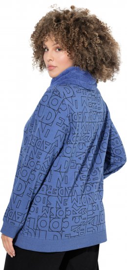 Ulla Popken Teddy Collar Printed Sweatshirt Atlantic Blue - Sweatshirts & hoodies - 