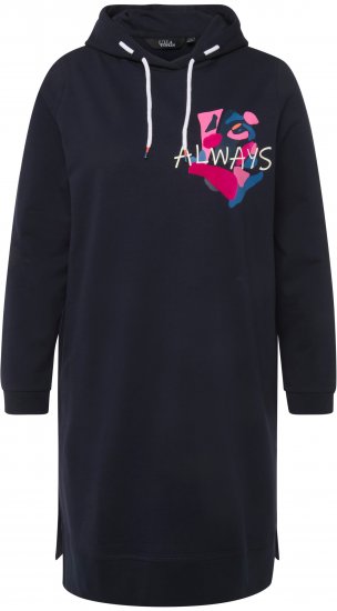 Ulla Popken Extra Long Abstract Graphic Hoodie Navy - Sweatshirts & hoodies - 
