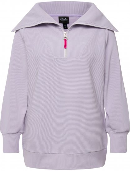 Ulla Popken Long Sleeve Troyer Collar Sweatshirt Pastel Lilac - Sweatshirts & hoodies - 