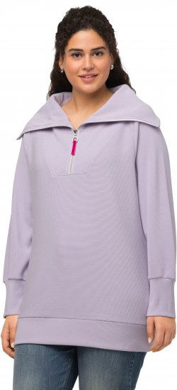 Ulla Popken Long Sleeve Troyer Collar Sweatshirt Pastel Lilac - Sweatshirts & hoodies - 