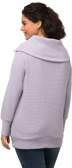 Ulla Popken Long Sleeve Troyer Collar Sweatshirt Pastel Lilac - Sweatshirts & hoodies - 