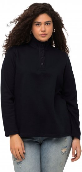 Ulla Popken Collared Long Sleeve Sweatshirt Navy - Sweatshirts & hoodies - 
