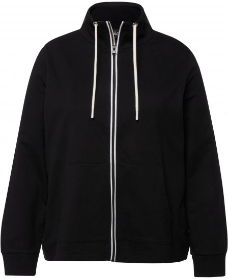Ulla Popken Contrast Color Zip Up Sweatshirt Black - Sweatshirts & hoodies - 