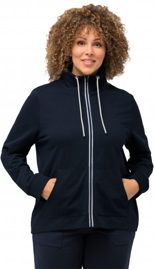 Ulla Popken Contrast Color Zip Up Sweatshirt Navy - Sweatshirts & hoodies - 