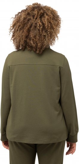 Ulla Popken Contrast Color Zip Up Sweatshirt Loden Green - Sweatshirts & hoodies - 