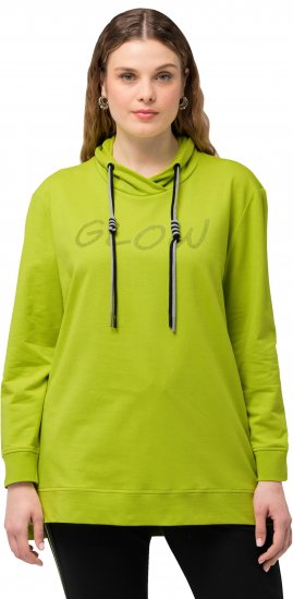 Ulla Popken GLOW Lettered Collared Sweatshirt Apple Green - Sweatshirts & hoodies - 