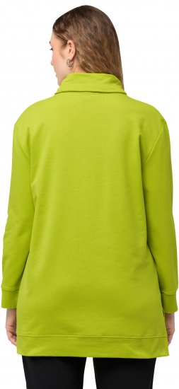 Ulla Popken GLOW Lettered Collared Sweatshirt Apple Green - Sweatshirts & hoodies - 