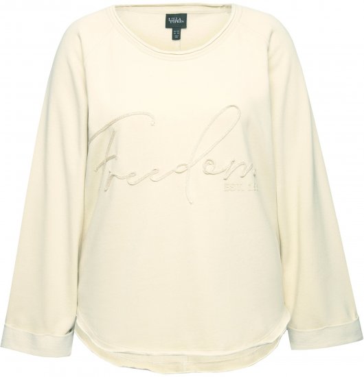Ulla Popken Embroidered Freedom Rolled Edge Sweatshirt Sand - Sweatshirts & hoodies - 