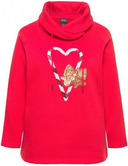 Ulla Popken Sparkling Candy Cane Graphic Sweatshirt Salsa - Sweatshirts & hoodies - 