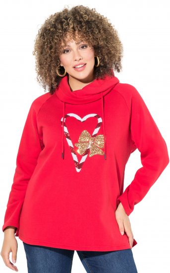 Ulla Popken Sparkling Candy Cane Graphic Sweatshirt Salsa - Sweatshirts & hoodies - 