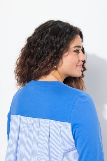 Ulla Popken Pinstripe Gore Long Sleeve Sweatshirt Peacock Blue - Sweatshirts & hoodies - Sweats, Hoodies & Maille Douillets