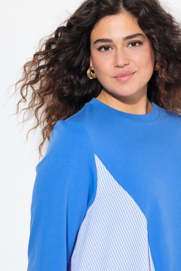 Ulla Popken Pinstripe Gore Long Sleeve Sweatshirt Peacock Blue - Sweatshirts & hoodies - Sweats, Hoodies & Maille Douillets