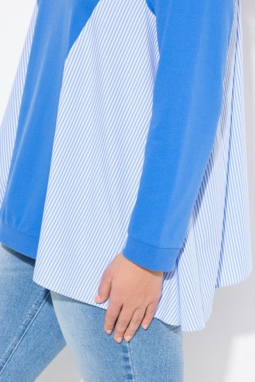 Ulla Popken Pinstripe Gore Long Sleeve Sweatshirt Peacock Blue - Sweatshirts & hoodies - Sweats, Hoodies & Maille Douillets